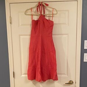 J. Crew Coral Halter Midi Dress